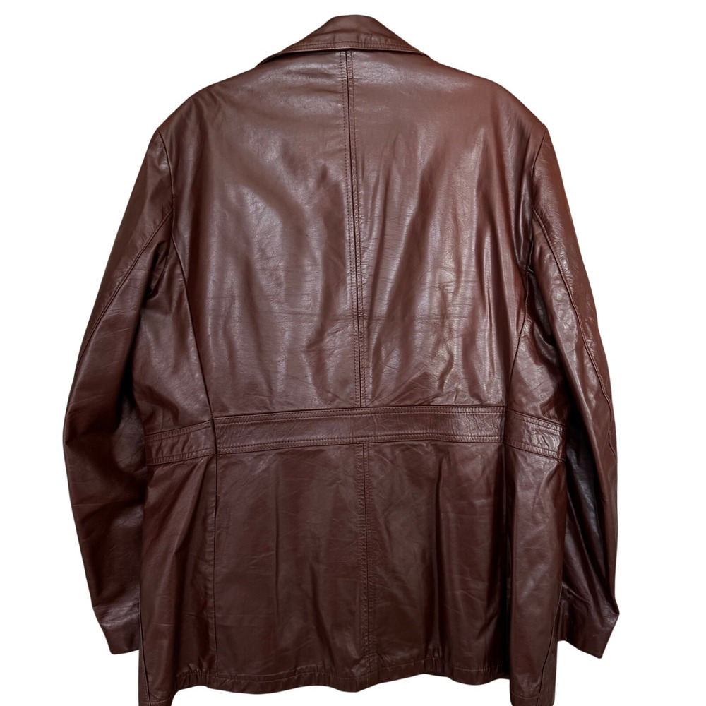 Reed Sportswear Leather Jacket Brown Vintage 1970s Faux Fur Lined Coat Retro Dad - Picture 7 of 15